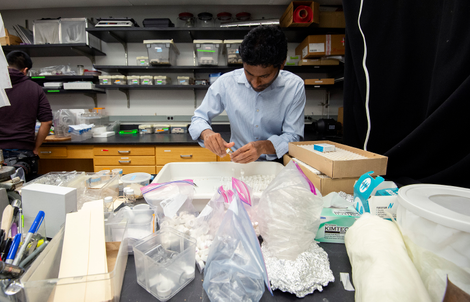 NCSU researcher Saveer Ahmed preparing to work with bed bugs.